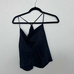 Zara cropped black satin tank